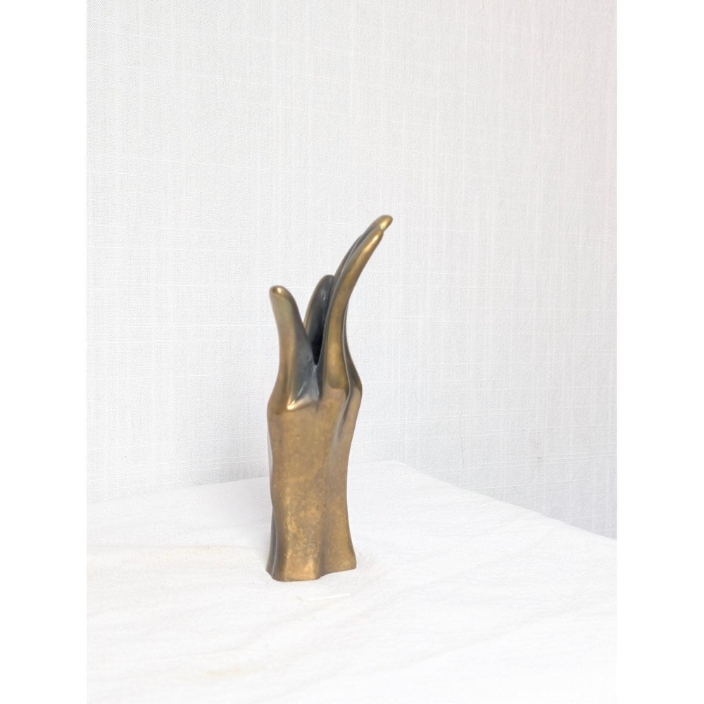 Vintage 1979 Bob Bennett Signed Bronze Hand Sculpture Bud Vase Modernist Art - Picture 12 of 14